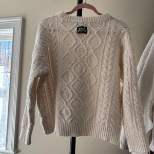 Daily Drills Oversized Lounge Knit Sweater in Cream Wool Blend Boxy Fit XS/S